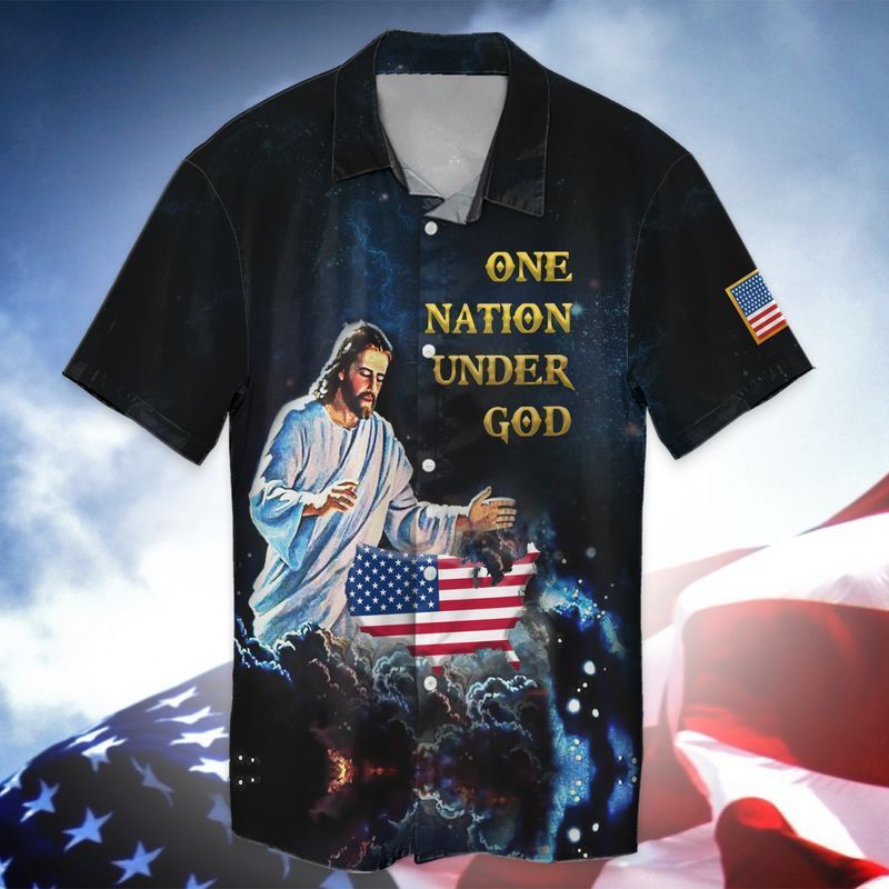 4th Of July Independence Day American Jesus One Nation Under God Hawaiian Shirt