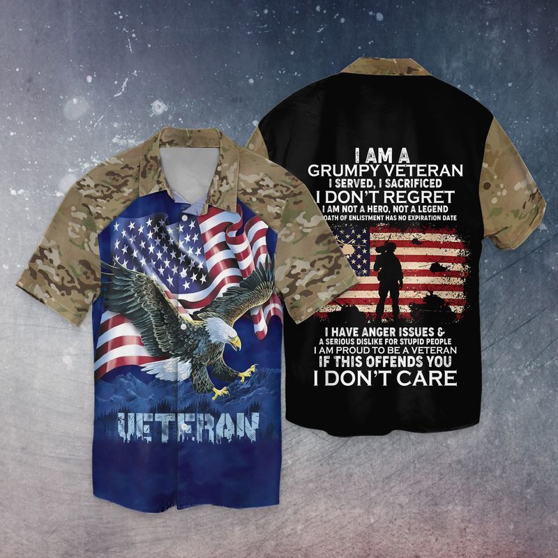 4th Of July Independence Day Memorial Day American Veteran I Am A Grumpy Veteran Hawaiian Shirt